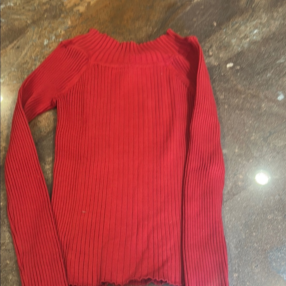 Sundance brand red ribs sweater, 80% organic cotton, 
Spandex and polyester
